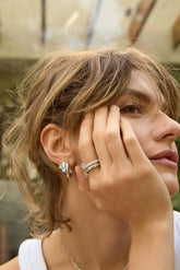Shine Silver Ring, White Rhodium, Natural Blue Topaz + Star Gift